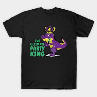 Mardi Gras Carnival T-rex Dinosaur Party King T-Shirt